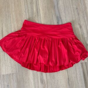 GOLDHINGE Red Pleated Mini Skirt